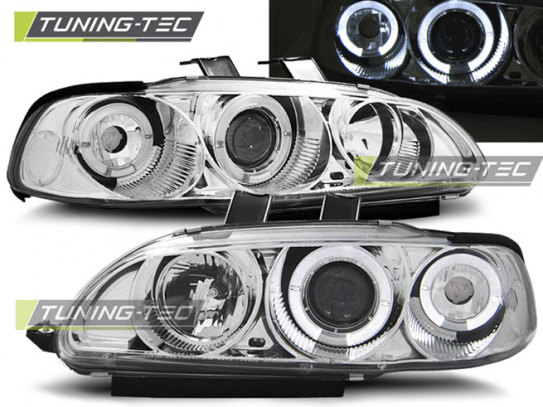 LED Angel Eyes Scheinwerfer für Honda Civic Coupe/3-Türer 91-95 chrom